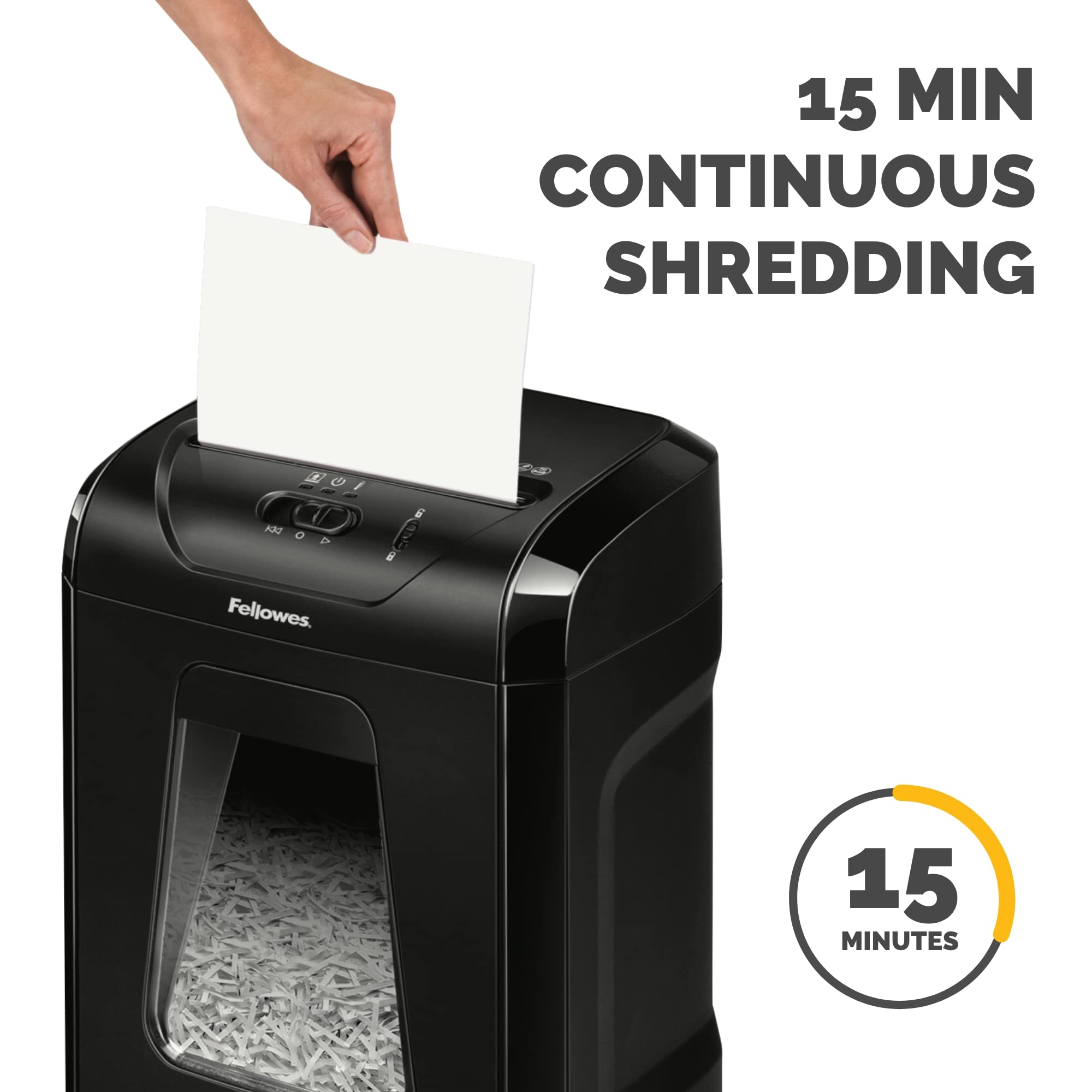 Fellowes Powershred 12 Sheet Cross-Cut Paper Home Office Paper Shredder, 19.50" H x 9.69" W x 13.44" D