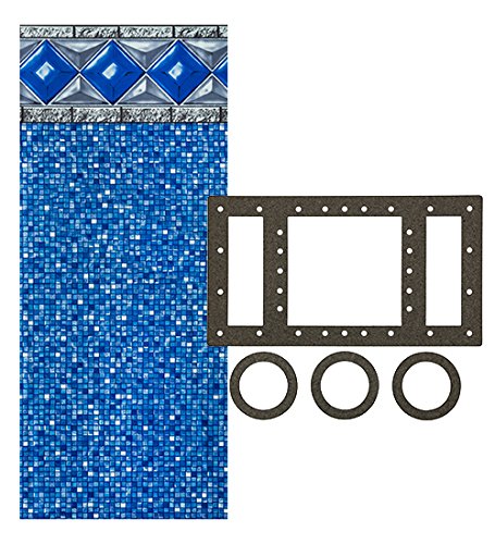 Smartline Crystal Tile 12-Foot-by-24-Foot Oval Liner | UniBead Style | 52-Inch Wall Height | 25 Gauge Virgin Vinyl | Designed for Steel Sided Above-Ground Swimming Pool | Universal Gasket Kit Included