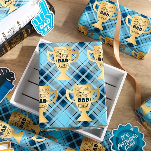 WRAPAHOLIC Father's Day Wrapping Paper - Mini Roll - 17 Inch X 33 Feet - You Are the Best Dad in the World Design for Party, Holiday