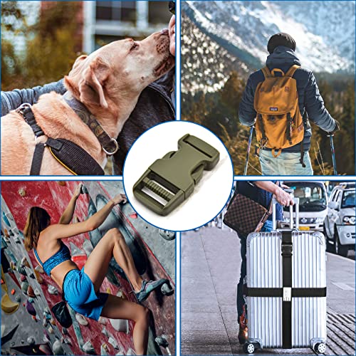 MELORDY 1 inch Buckles Straps Set with 10 Yards Nylon Webbing, 10 pcs Quick Side Release Plastic Buckle, 20 pcs Tri-glide Slide Clip for Luggage and Backpack Replacement (Army Green)