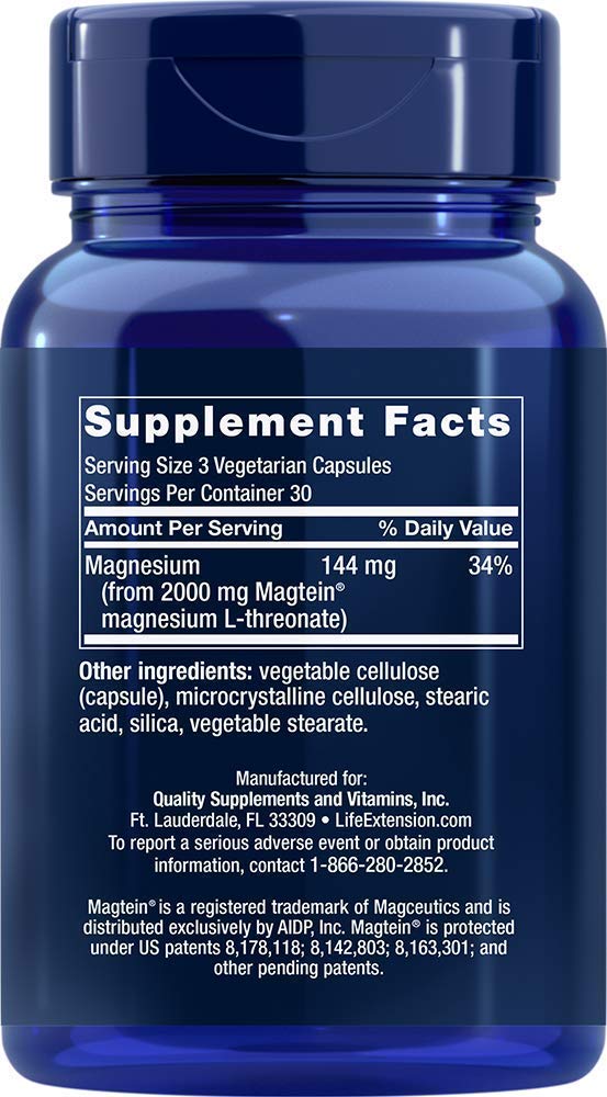 Life Extension Neuro-mag Magnesium L-threonate Dietary Supplements, 90 Count (Pack of 2) Capsules