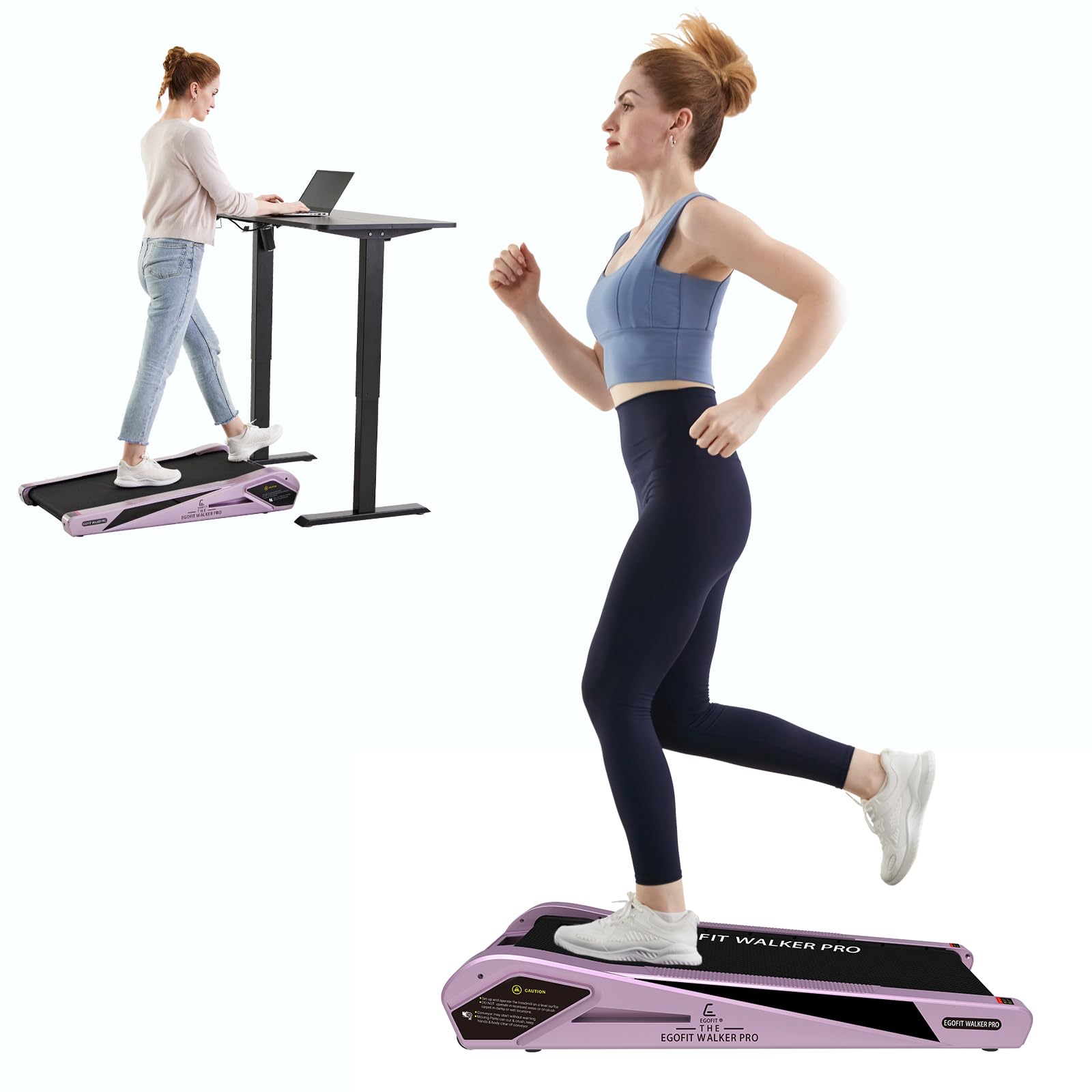 Egofit Walker Pro M1 Sakura Pink Smallest Under Desk Electric Walking Treadmill for Home, Small & Compact Treadmill to Fit Desk Perfectly and Home & Office with APP & Remote Control