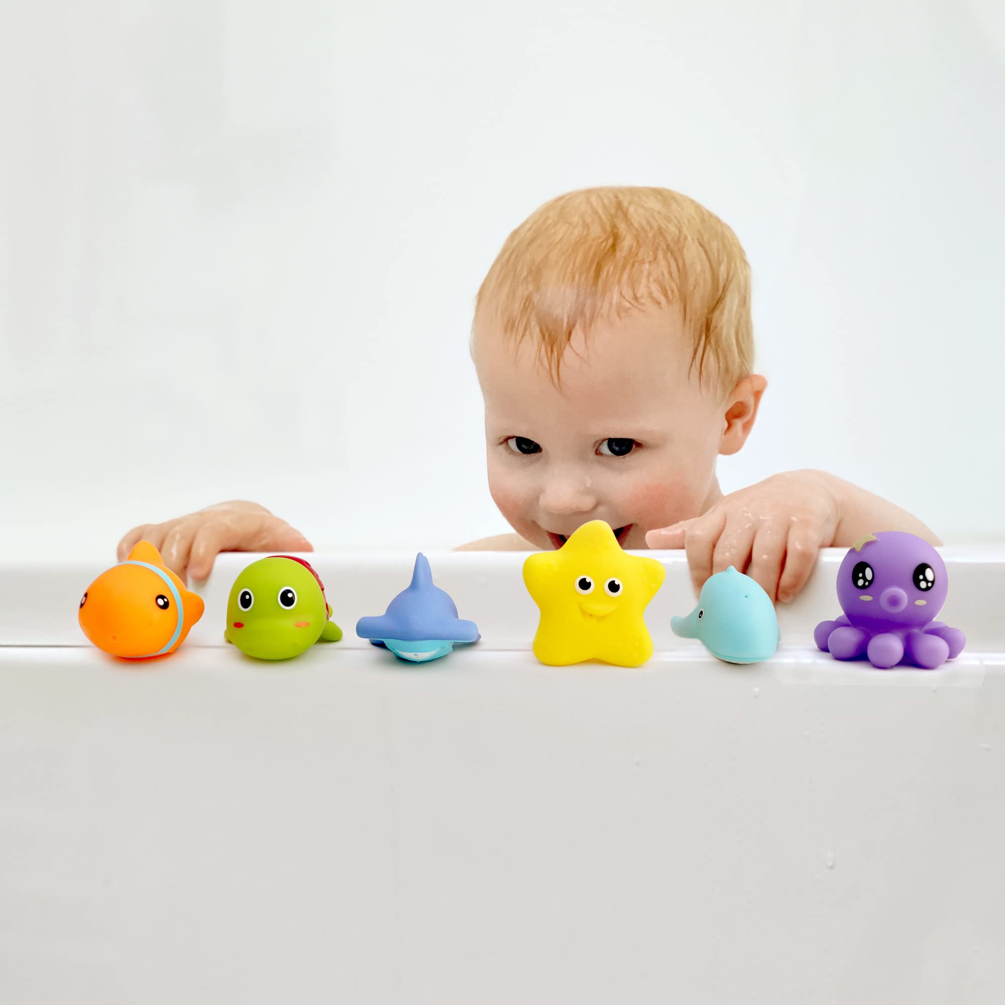 Hely Cancy Infant Bath Toys for 18 Months - No Hole Animal Bathtub Toys, Baby Bath Tub Toys