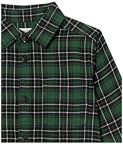 Amazon Essentials Boys' Flannel Button Down Shirt, Green, Small