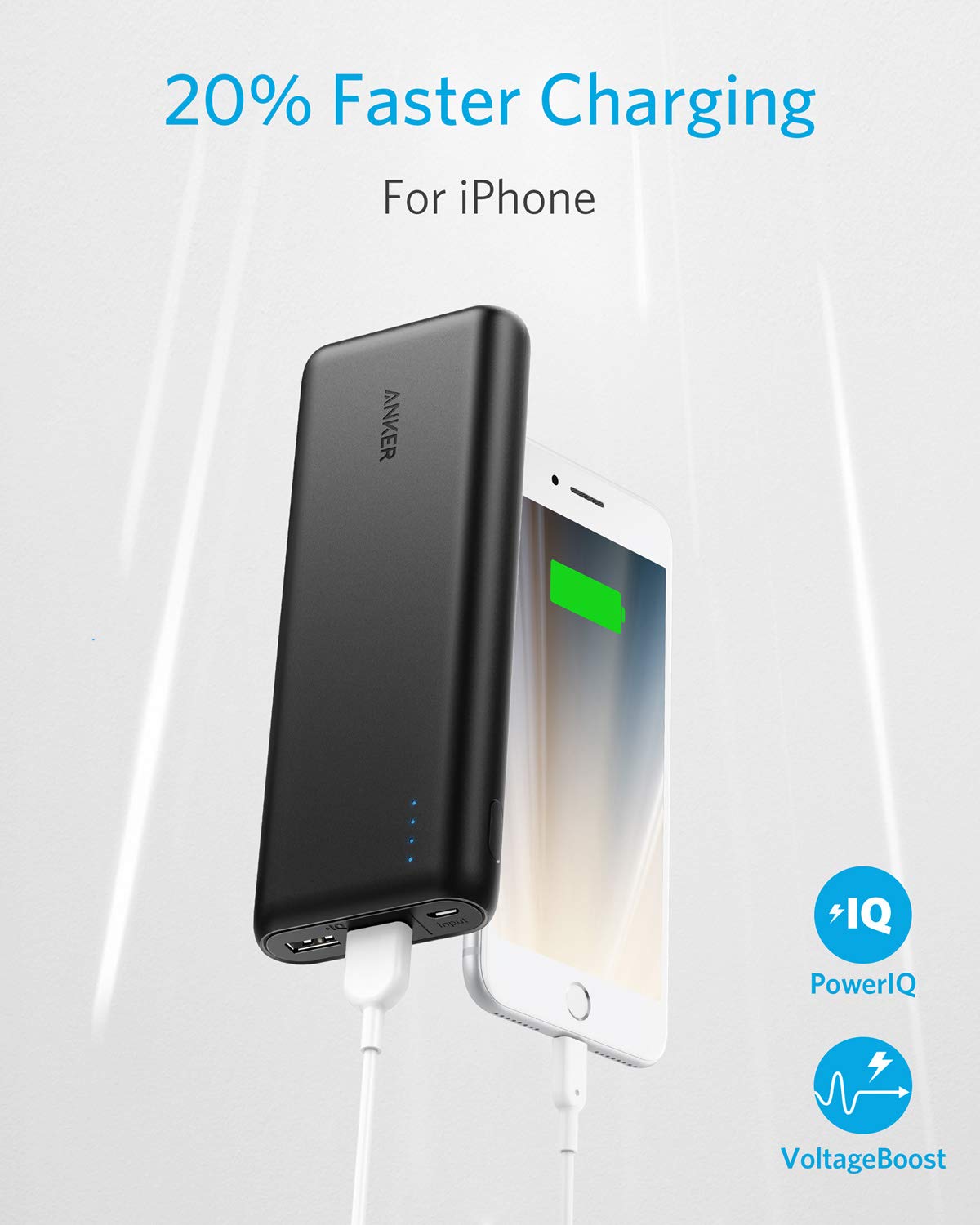 Anker 20,100mAh Portable Charger, Ultra High Capacity Power Bank with 4.8A Output and PowerIQ Technology, External Battery Pack for iPhone 15/15 Plus/15 Pro/15 Pro Max, iPad, Samsung Galaxy, and More