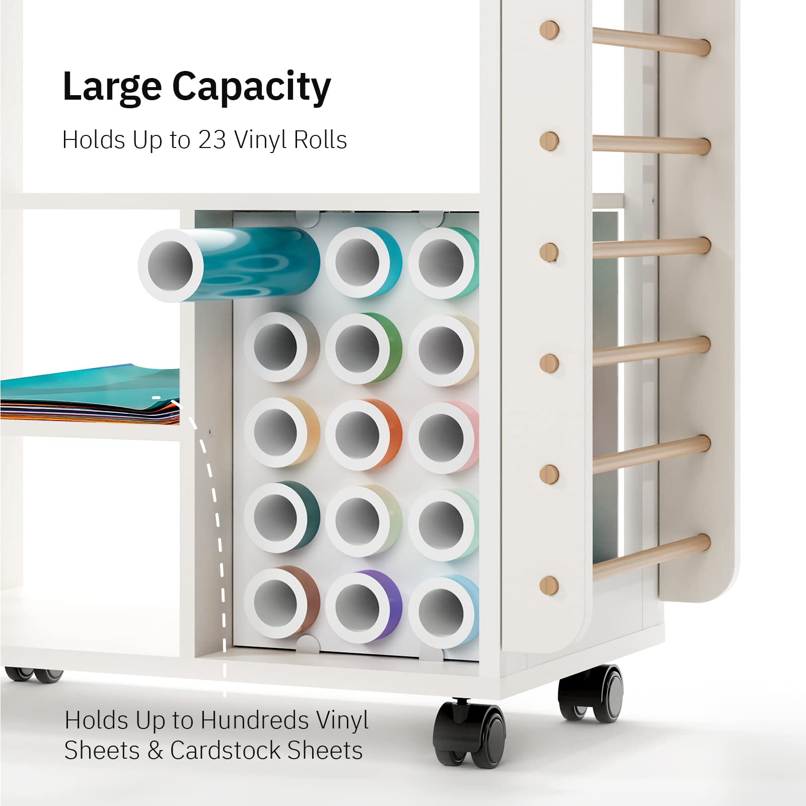 𝐂𝐫𝐚𝐟𝐢𝐭 Craft Cart Organizer Table Compatible with Cricut Rolling Organization and Storage with Vinyl Roll Holder, Crafting Cabinet Workstation Tool Accessories Holder for Craft Room (Patented)