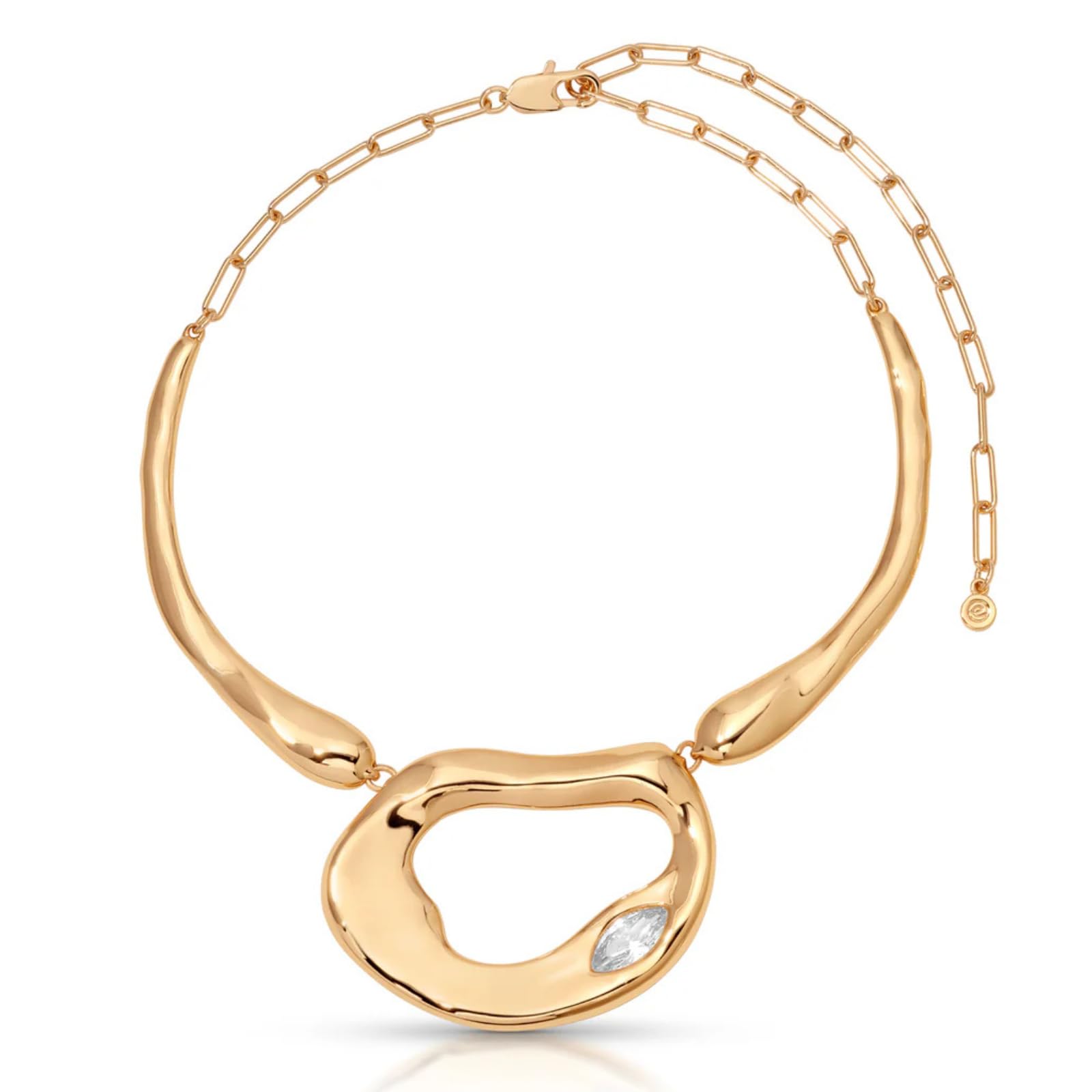 Ettika Molten Marquise Necklace. Choker Necklace For Women. 18K Gold Plated and Crystal Jewelry, Gifts for Women