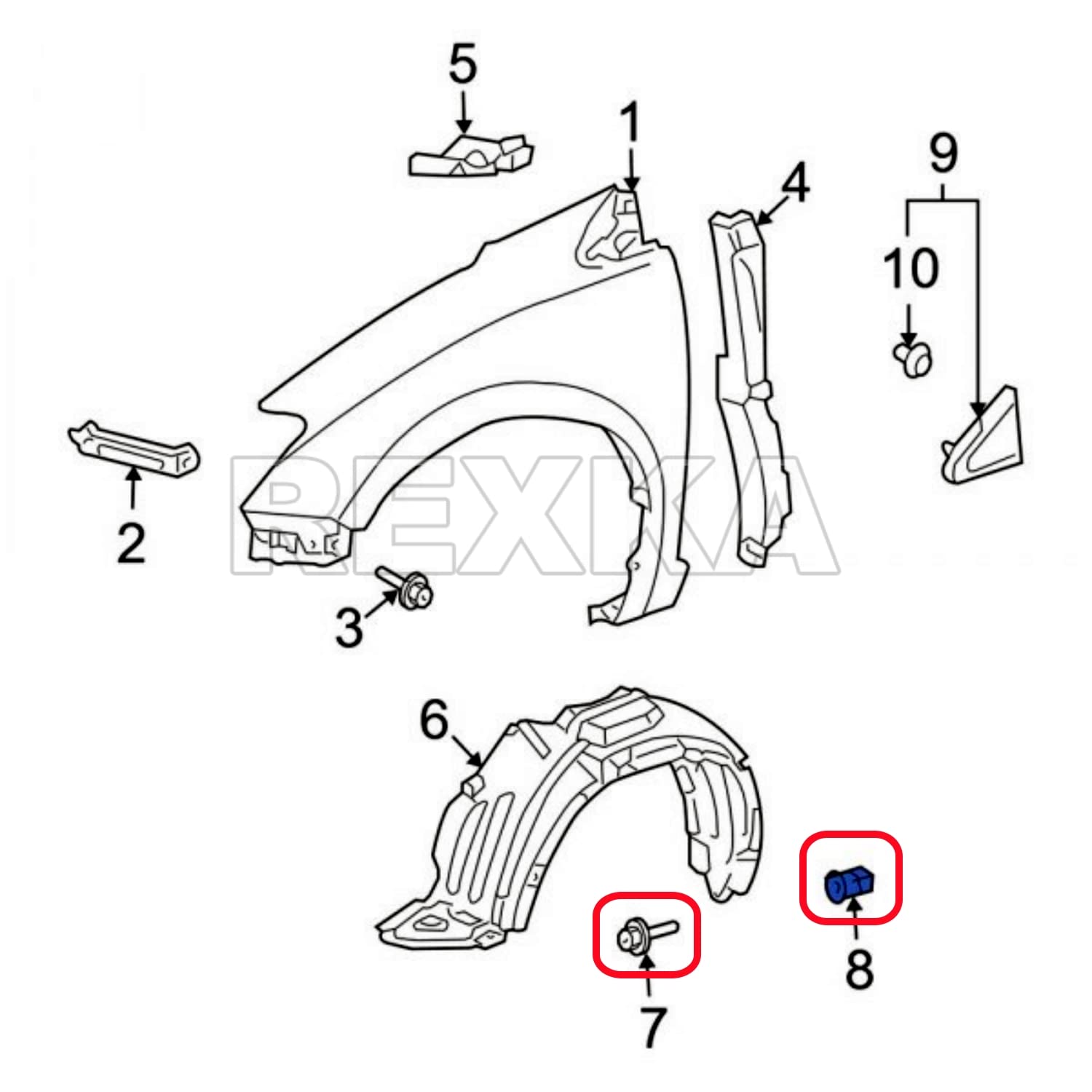 Rexka 20 Sets Fender Liner Bumper Cover Screw Grommet Kits for Toyota Tacoma Tundra Sienna Sequoia 90189-06214 90159-60498