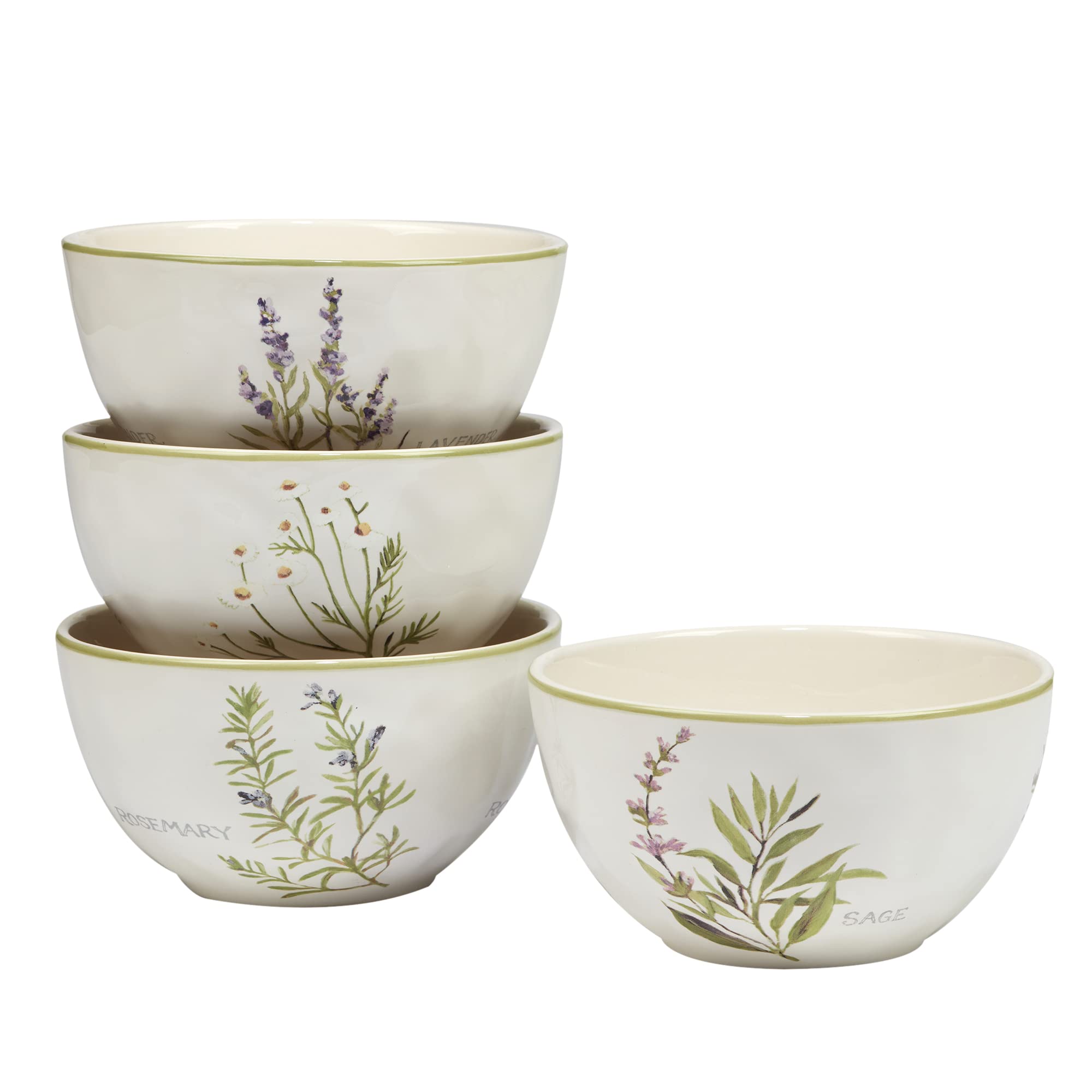 Certified International Fresh Herbs 24 oz. Ice Cream/Dessert Bowls, Set of 4