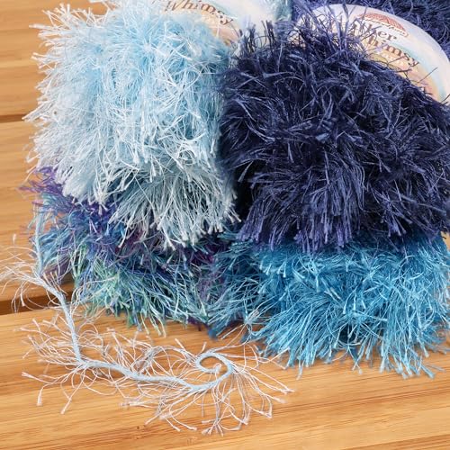 JubileeYarn Feather Whimsy Eyelash Yarn - 50g/Skein Fine Polyester Fur - Shades of Red - 4 Skeins