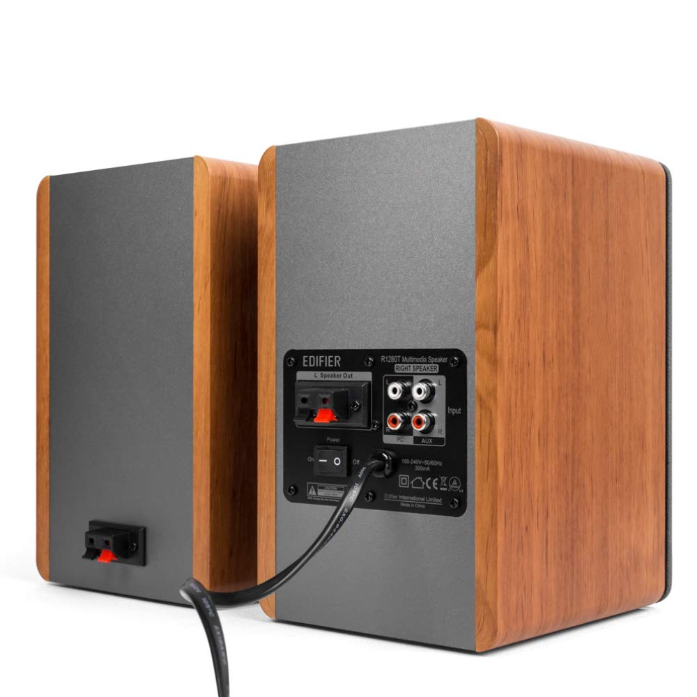 Edifier R1280T Powered Bookshelf Speakers - 2.0 Active Near Field Studio Monitor Speaker - Wooden Enclosure - 42 Watts RMS Power