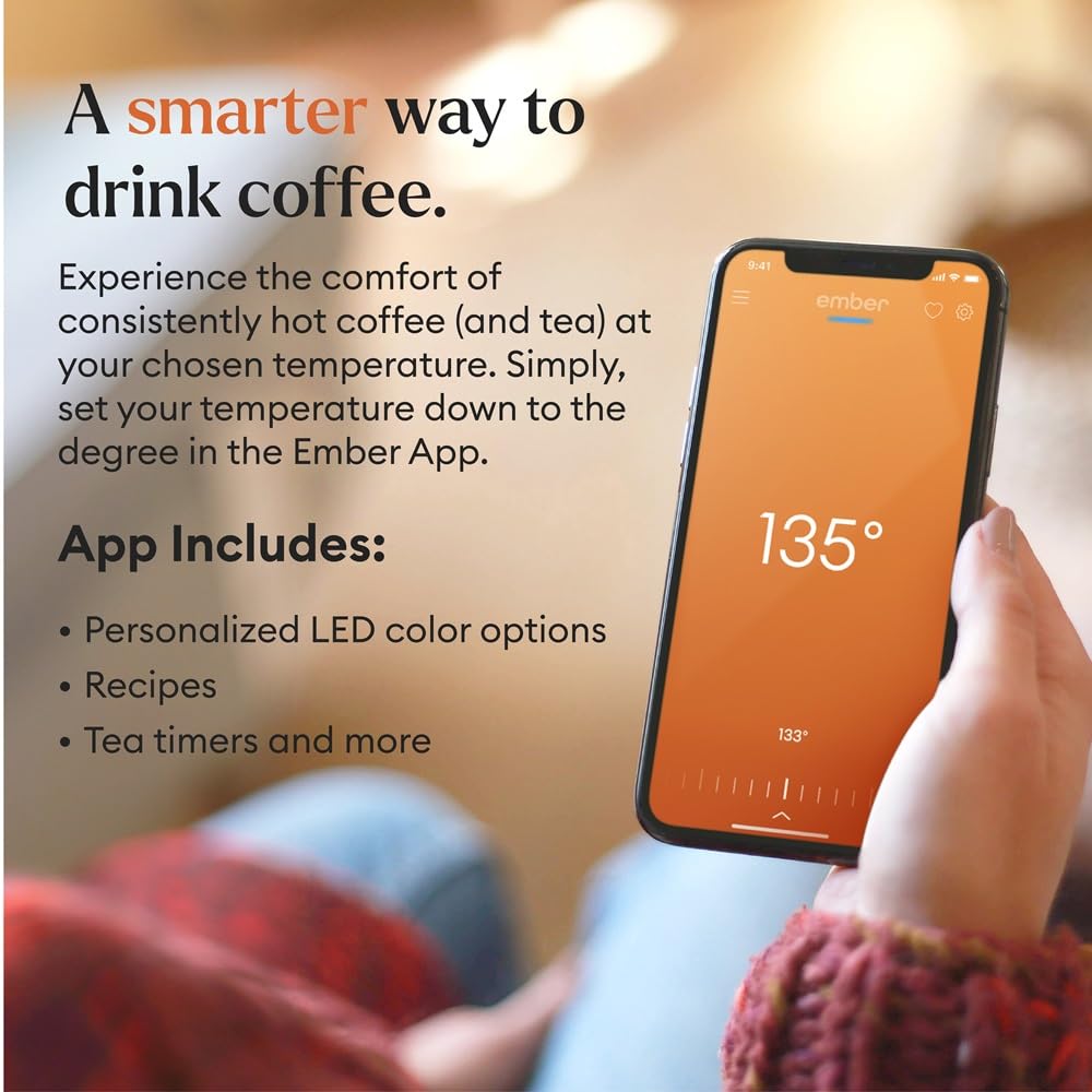 Ember Temperature Control Smart Mug 2, 10 Oz, App-Controlled Heated Coffee Mug with 80 Min Battery Life and Improved Design, Black