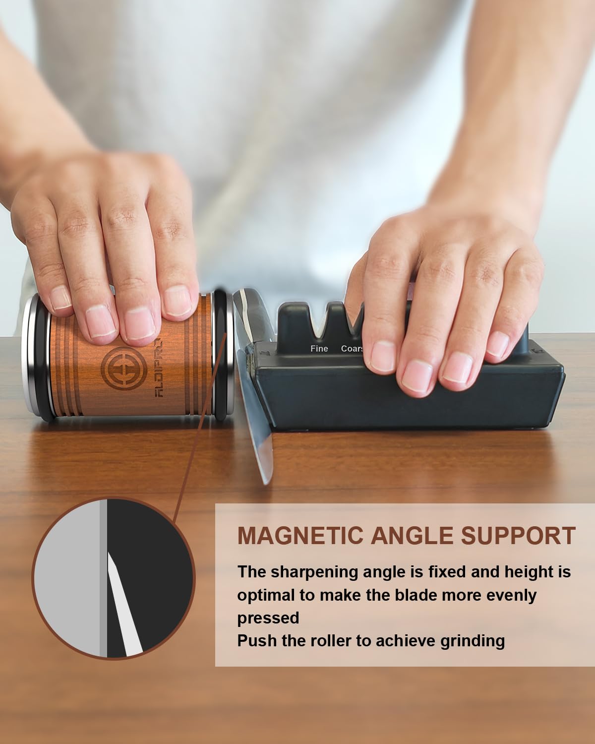 Rolling Knife Sharpener - Knife Sharpening Kit with Diamond & Ceramic Discs 15/20° Multifunction Magnetic Angle Base for Pocket Knife, Kitchen Knives, Chef Knife Set, Scissors