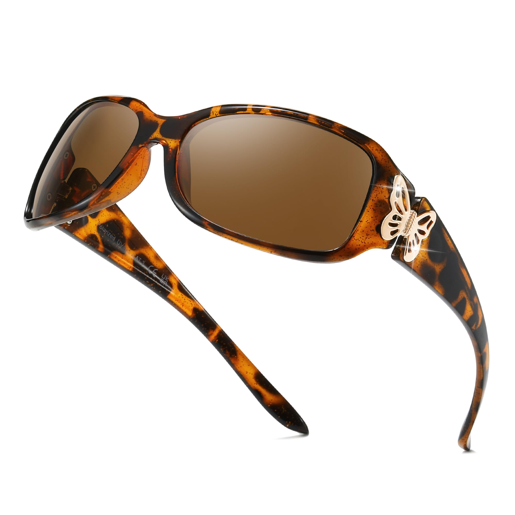 TJUTR Trendy Polarized Sunglasses for Women, Wrap Around Jackie-O Designer Sun Glasses UV400 Protection TS022