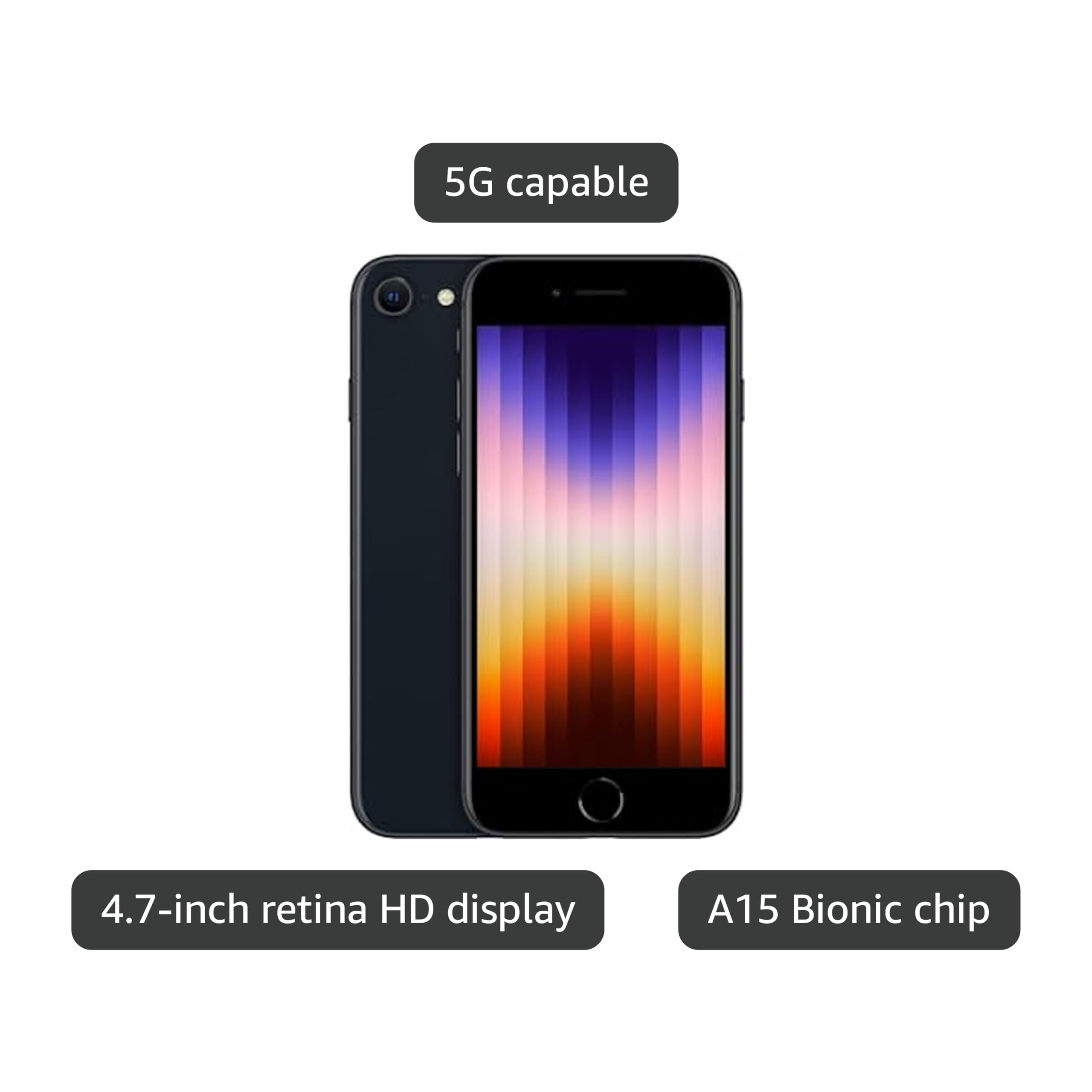 Apple iPhone SE 3rd Gen, 64GB, Midnight - Unlocked (Renewed)