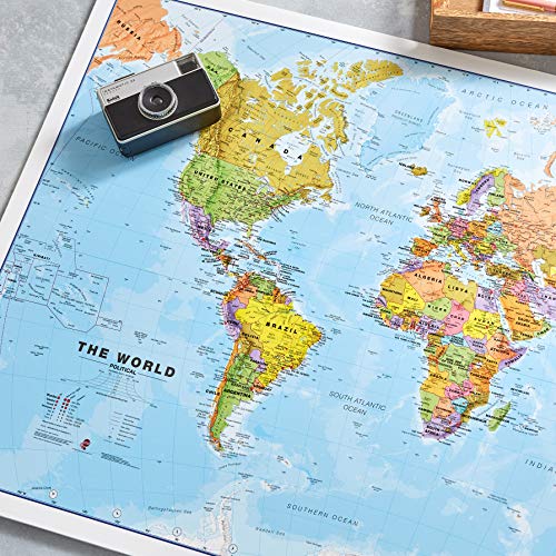Maps International World Wall Map - Map of The World Poster - 23 x 33 - Front Lamination