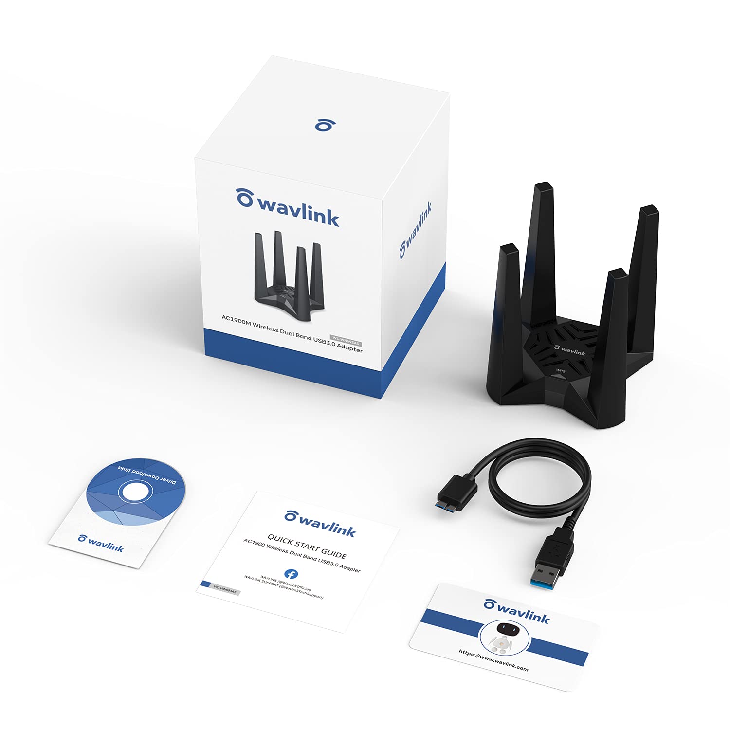 USB WiFi Adapter for Desktop PC, AC1900 WiFi Adapter Dual Band Wireless Network Adapter with 2.4GHz/5GHz High Gain Antennas, MU-MIMO, Supports Windows 11/10/8.1/8/7, XP, Mac OS 10.7-10.15