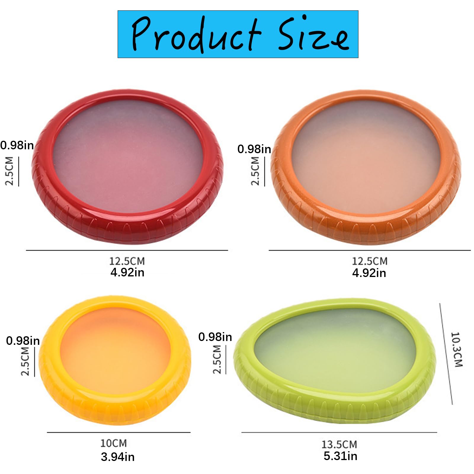 Winb Set of 4 Reusable Fruit and Veggie Savers - Ideal for Avocados, Tomatoes, Apples, Garlic, Onions, and More