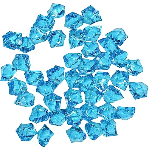 Featuman Blue Crystal Gems Plastic Jewels, 400 Pcs Fake Crystals Acrylic Gems Vase Fillers for Centerpieces, Fake Diamonds Plastic Ice Cubes for Board Gaming, Table Decor, Beach Theme Party