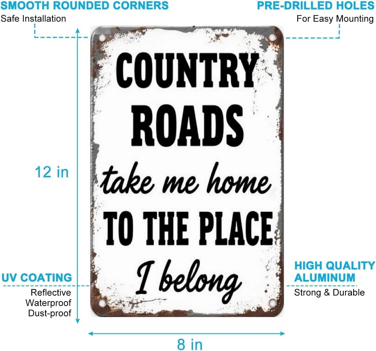 Carastora Vintage Metal Tin Sign – Country Life Inspired Wall Decor for Cabin, Home or Bedroom, Retro Rustic Style Take Me Home Accent, 8x12 Inch
