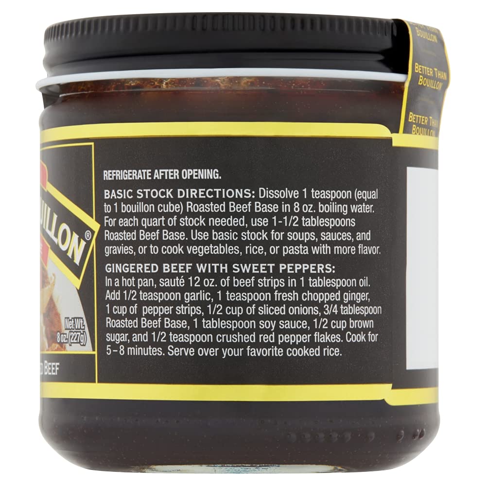 Better Than Bouillon Premium Roasted Beef Base, Made with Seasoned Roasted Beef, Blendable Base for Added Flavor, 38 Servings Per Jar, 8 OZ Jar (Single)