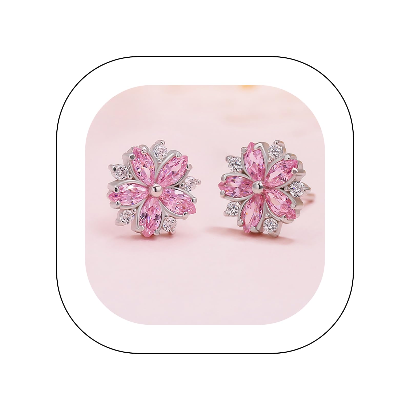 lighten deals of the day Sterling Silver Full Diamond Flowers Earrings for Women, Gold Stud Earrings Rose Gold Earrings valentines day gifts for her clearance of sales today deals prime women