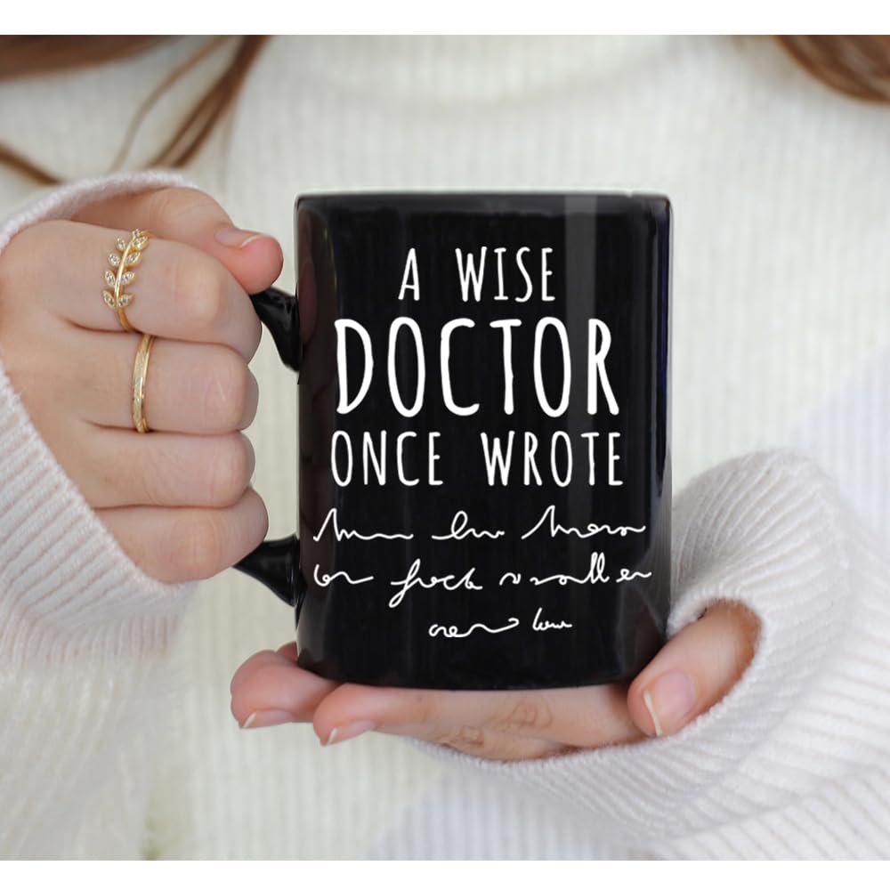 VLUG Doctor Gifts for Men Women, A Wise Doctor Once Wrote Mug 11oz, Thank You Appreciation Doctor Gift, Funny Doctor Birthday Gifts, Nursing Study Abroad Gifts, Fun Gag Quotes Gifts for Doctor