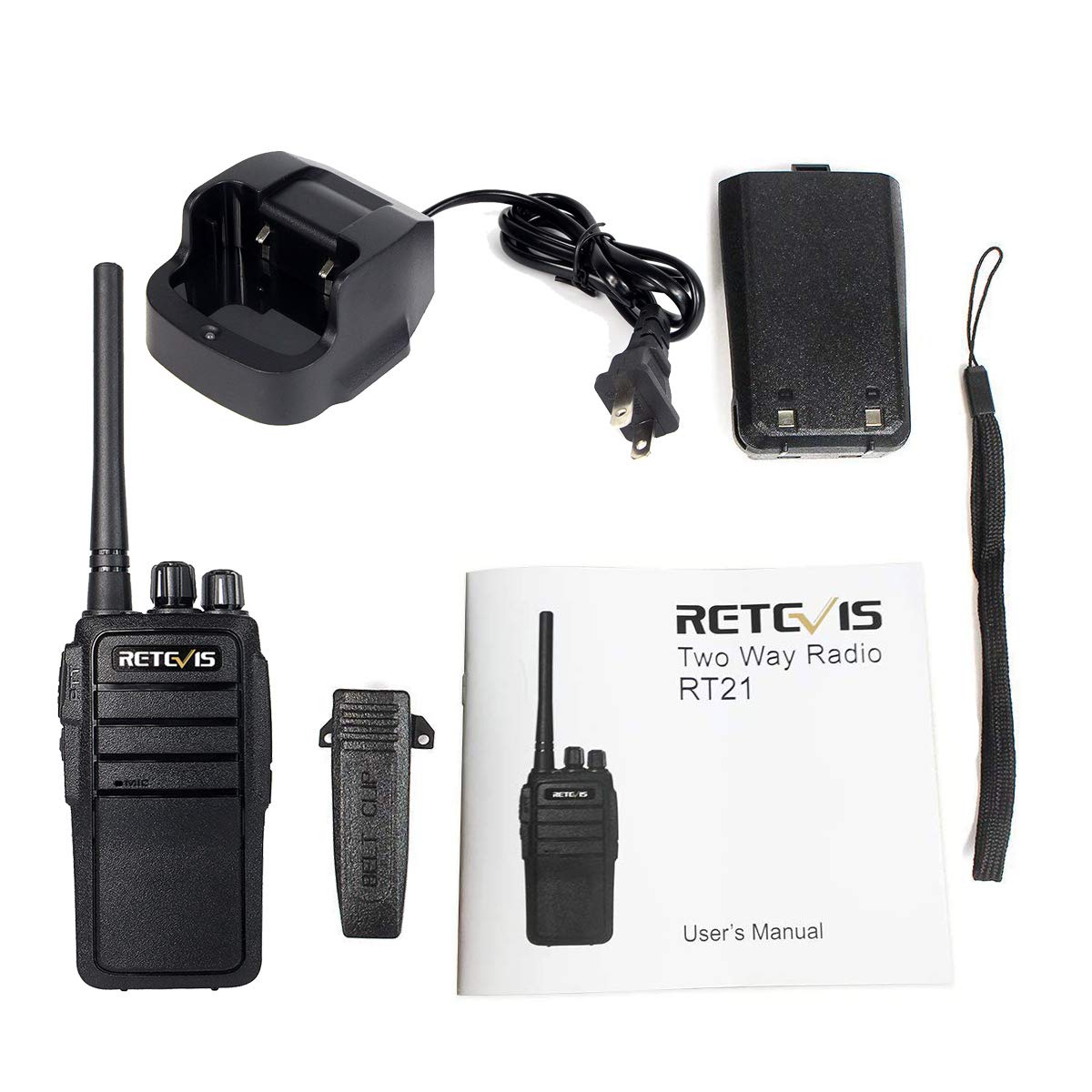 Retevis RT21 Walkie Talkies 20 Pack,Two Way Radio Long Range Rechargeable,Rugged 2 Way Radios,Stable Strong Signal,for Business Education Manufacturing