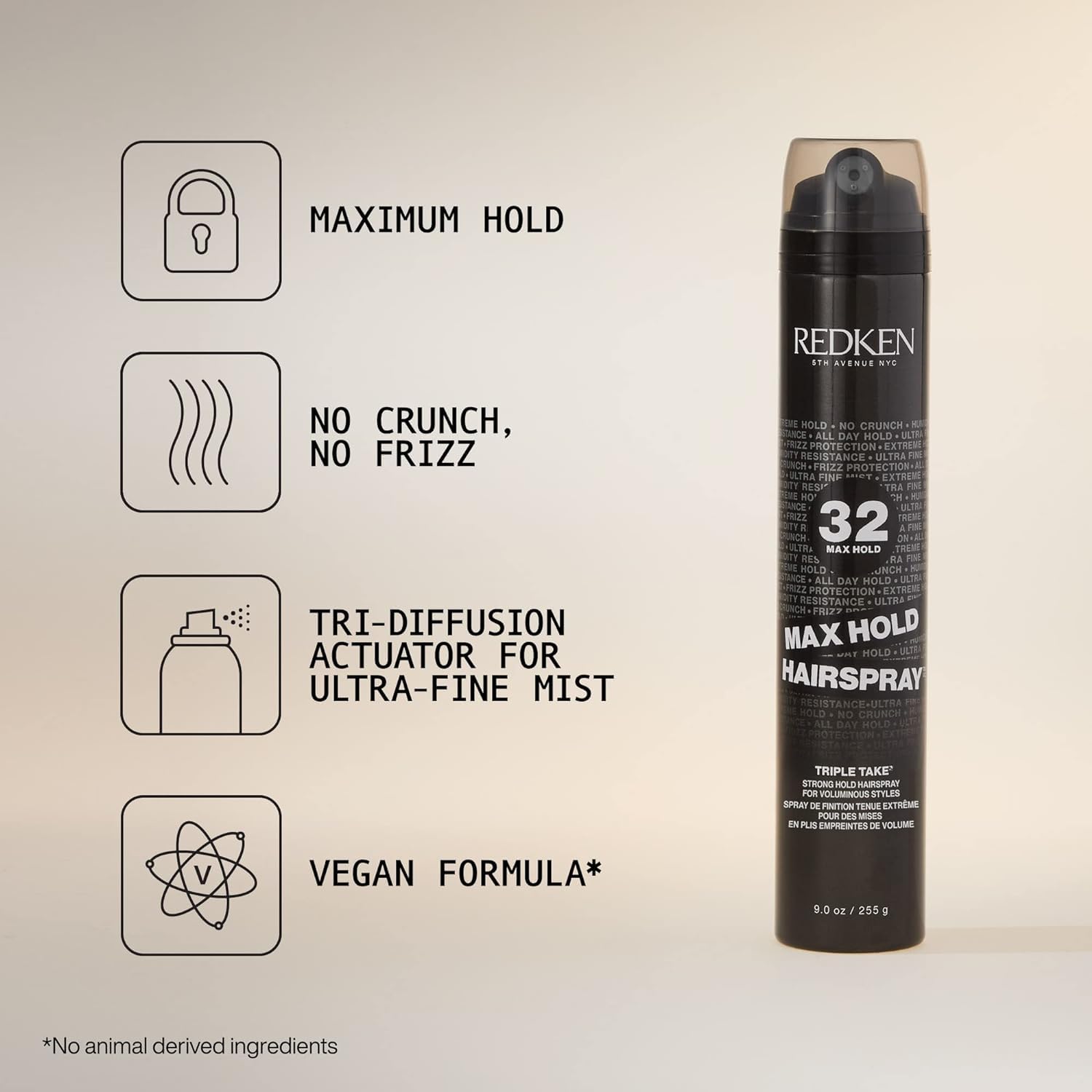 Redken Max Hold Hairspray 32 | Extreme Maximum High Hold Hairspray | Long-Lasting Lift & Body | All-Day Style Control | Dry Finish | 24 Hour Humidity Resistance | | For All Hair Types | 9 Oz