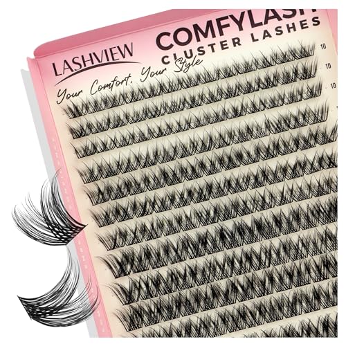 LASHVIEW Cluster Lashes 182pcs COMFYLASH D Curl Lash Extension Clusters Natural Look Cluster Lashes Extensions Super Thin Band & Soft Lashes Reusable 9-16mm MIX (natural)