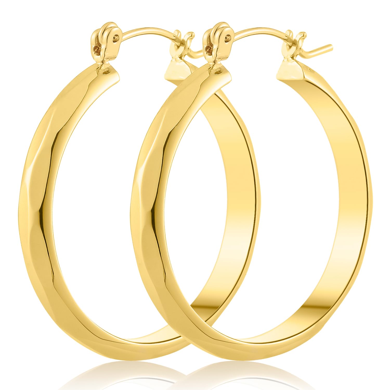 Ongerek 14k Gold Earrings for Women 14k Gold Hoop Earrings for Women Trendy Chunky, Hypoallergenic Earrings for Women Unique Pattern Gold Jewelry