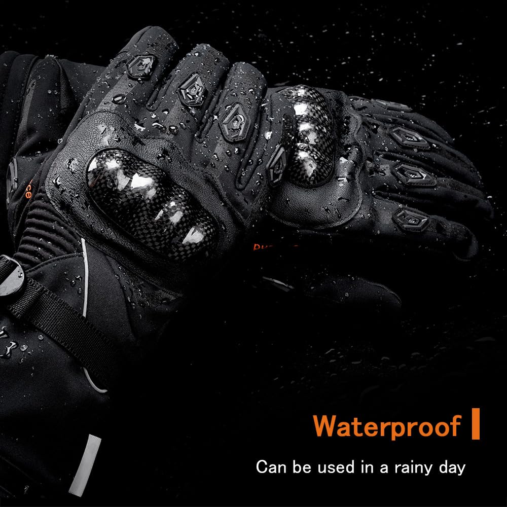 Heated Gloves,Heated Motorcycle Gloves for Men Women with 7.4V 3000mAh Rechargeable Batteries,Electric Gloves,Touchscreen Waterproof Windproof Non-Slip Heated Gloves for Cycling (Black, X-Large)