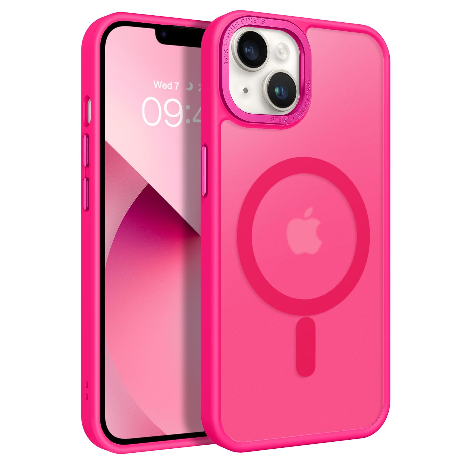 BENTOBEN Magnetic for iPhone 13 Case & iPhone 14 Case [Compatible with Magsafe] Translucent Matte Phone Case iPhone 13/14 Slim Shockproof Women Men Protective Cover for iPhone 13/14 6.1", Hot Pink