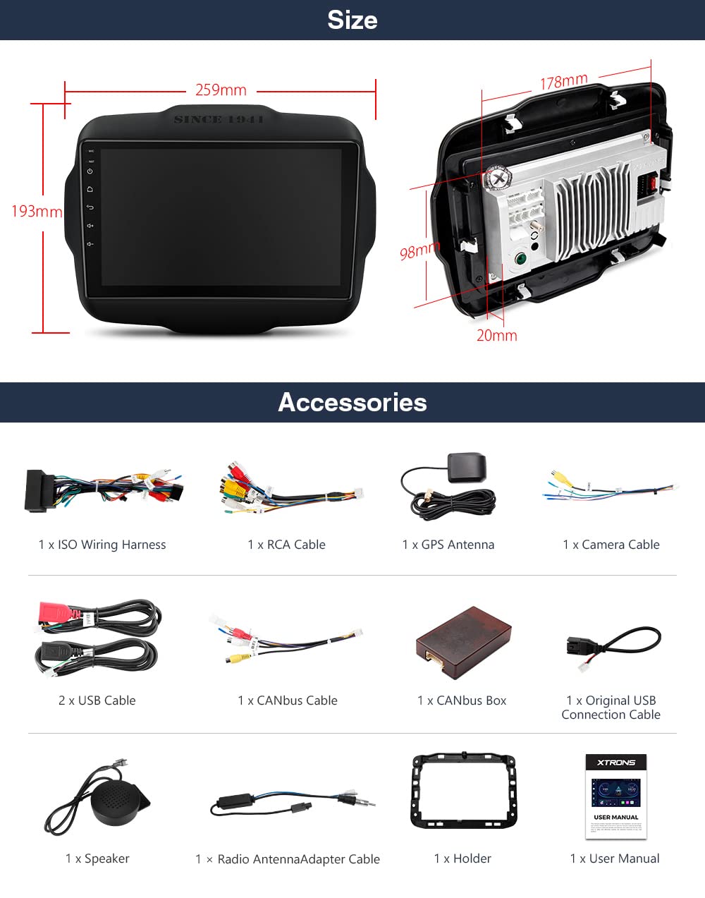 XTRONS Android 13 Car Stereo for Jeep Renegade, 9 Inch Touch Screen GPS Navigation Bluetooth Head Unit Built-in DSP Car Auto Play Support 4G LTE OBD2 DVR TPMS Backup Camera