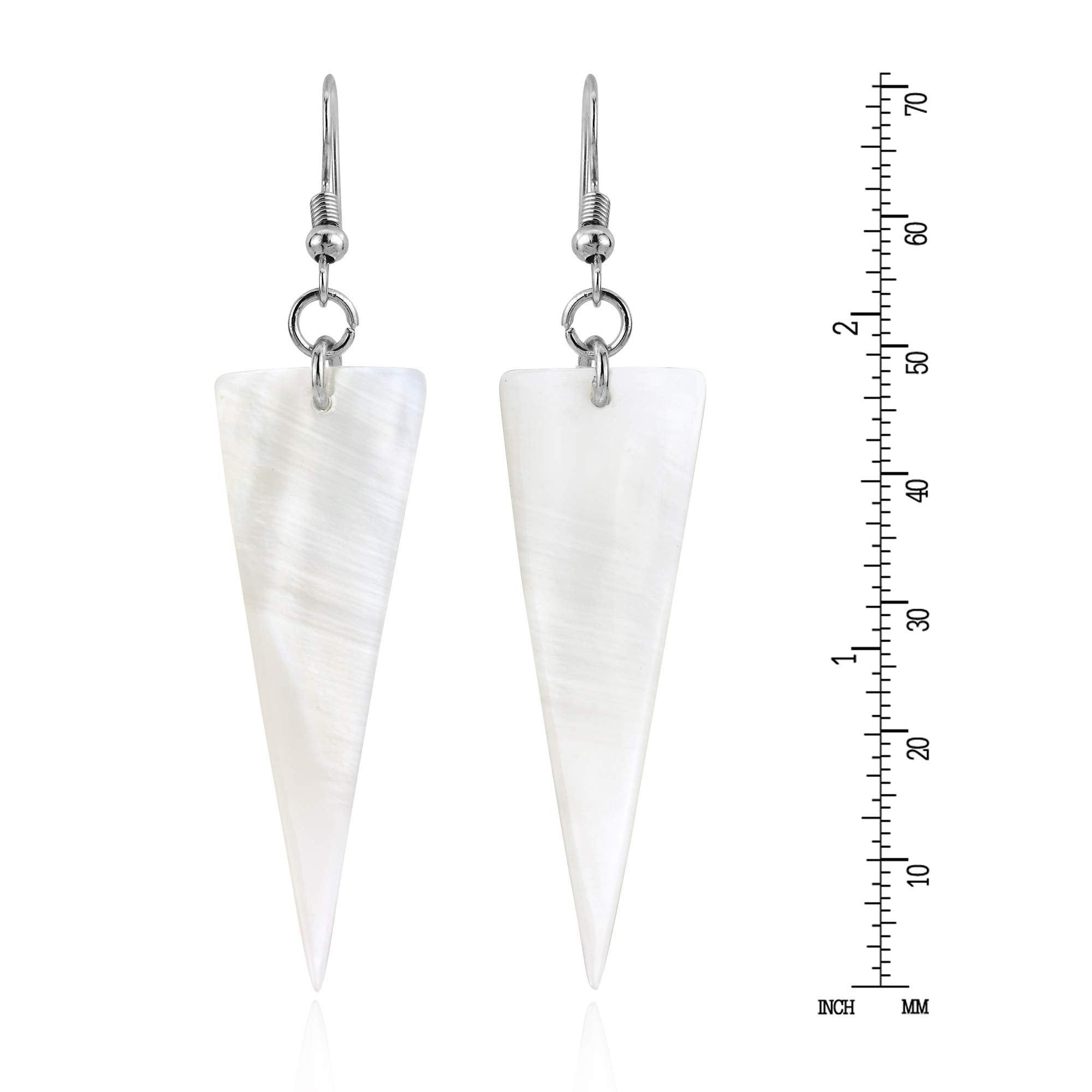 AeraVida Handcrafted Inverted Triangle White Kabibe Shell Triangle Dangle Earrings | Triangle White Dangle Earrings | Kabibe Shell Dangle Earrings for Women | Dangle Earrings for Women