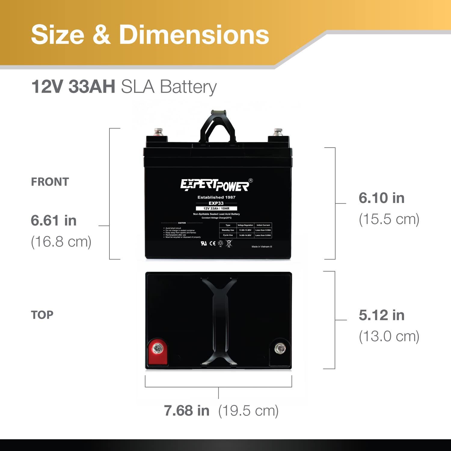 ExpertPower 12v 33ah Rechargeable Deep Cycle Battery [EXP1233 ]