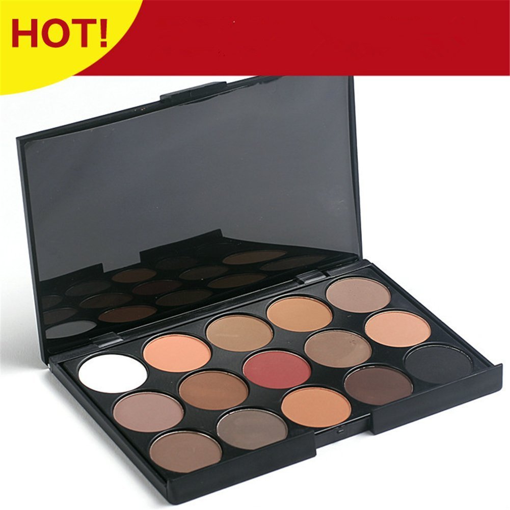 Pure Vie Professional Highlight Eyeshadow Palette Makeup Contouring Kit - 15 Colors Highly Pigmented Nudes Warm Natural Matte Shimmer Cosmetic Eye Shadows Pallet Powder Palette - Holiday Gift Set