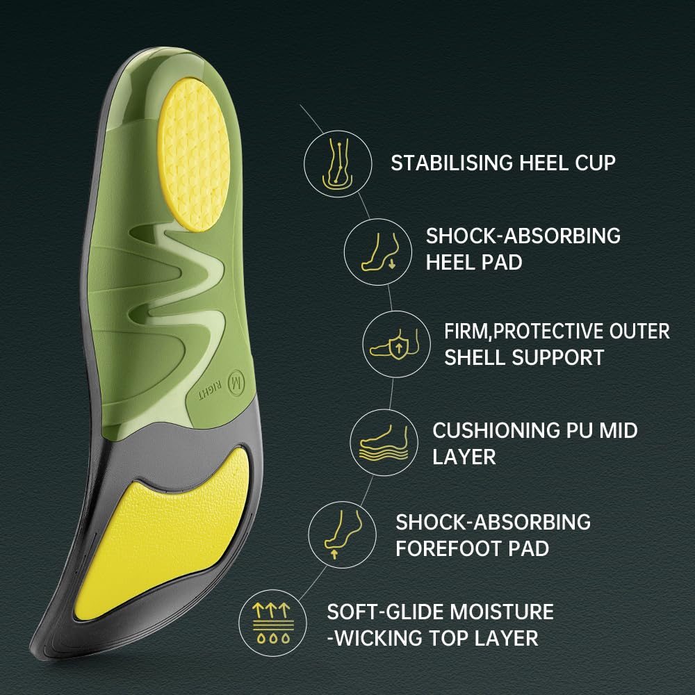 VALSOLE 220+ lbs Plantar Fasciitis High Arch Support Insoles Men Women - Orthotic Shoe Inserts for Flat Feet - Metatarsalgia - Heel Pain - Boot Work Shoe Insole - Standing All Day Heavy Duty Support
