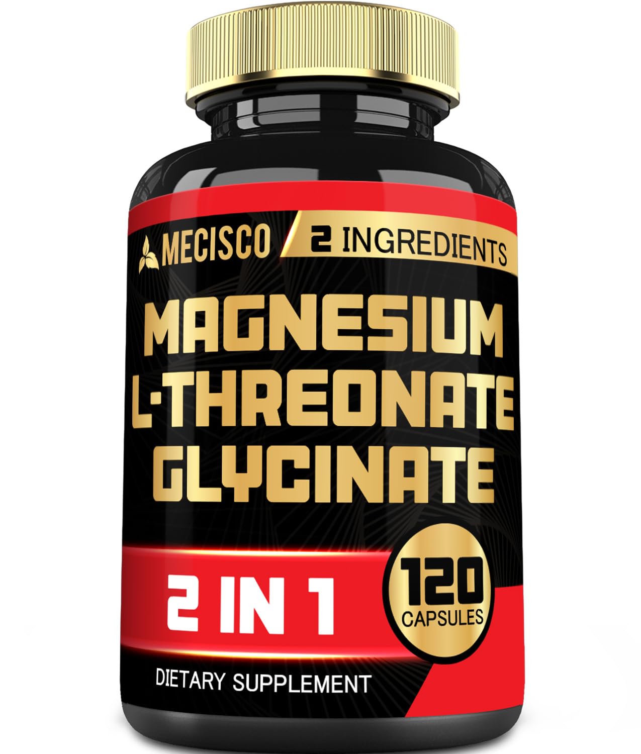 1000mg Magnesium L-Threonate with Magnesium Glycinate Supplement - Support for Comfortable Mood, Muscle Growth, Bone Health & Heart Health - 120 Capsules for 2-Month Supply