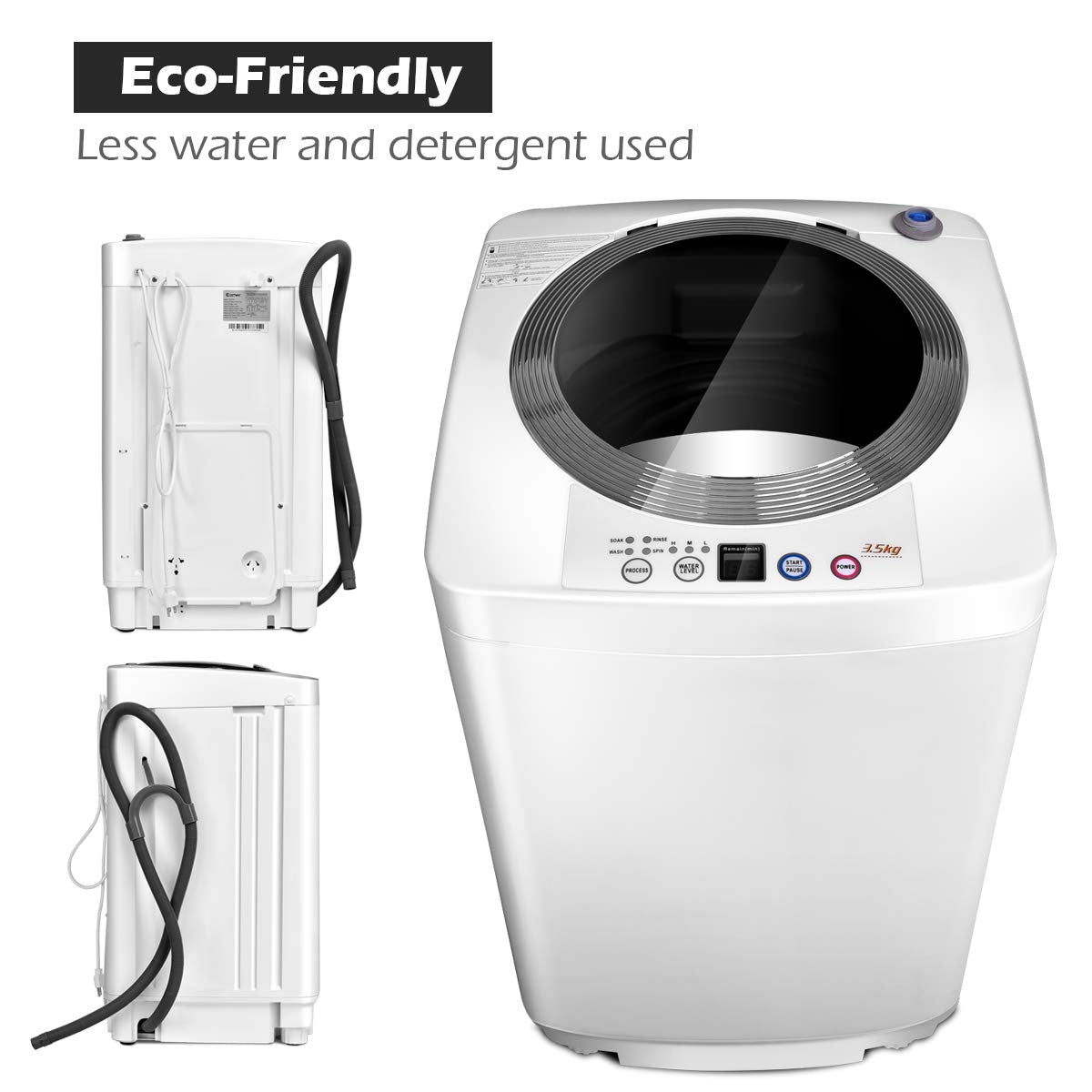 Giantex Portable Washing Machine, Full Automatic Washer and Spinner Combo, with Built-in Pump Drain 8 LBS Capacity Compact Laundry Washer Spinner for Apartment RV Dorm