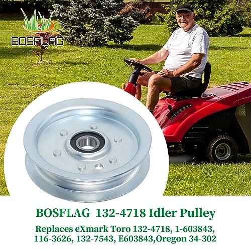 BOSFLAG 132-4718 Pulley Replaces Toro 132-4718 Pulley-Idler Flat, Exmark 1-603843, 116-3626, 132-7543, E603843 for Toro X4800, X4850, X5450, X4850, X5450, XS4850, XS5450, Xs5450, Zx4800 Riding Mowers