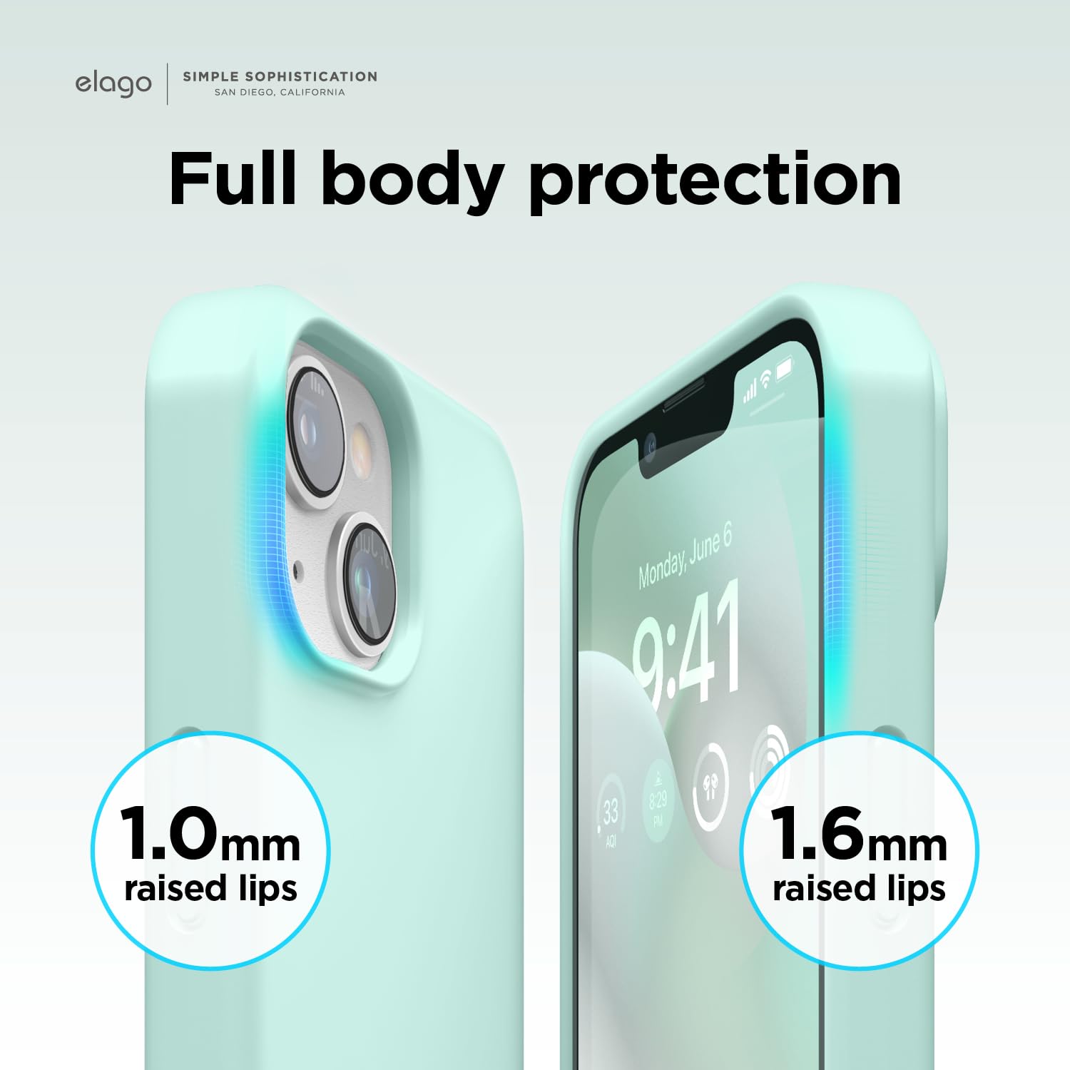 elago Compatible with iPhone 14 Case, Liquid Silicone Case, Full Body Protective Cover, Shockproof, Slim Phone Case, Anti-Scratch Soft Microfiber Lining, 6.1 inch (Aqua Sky)