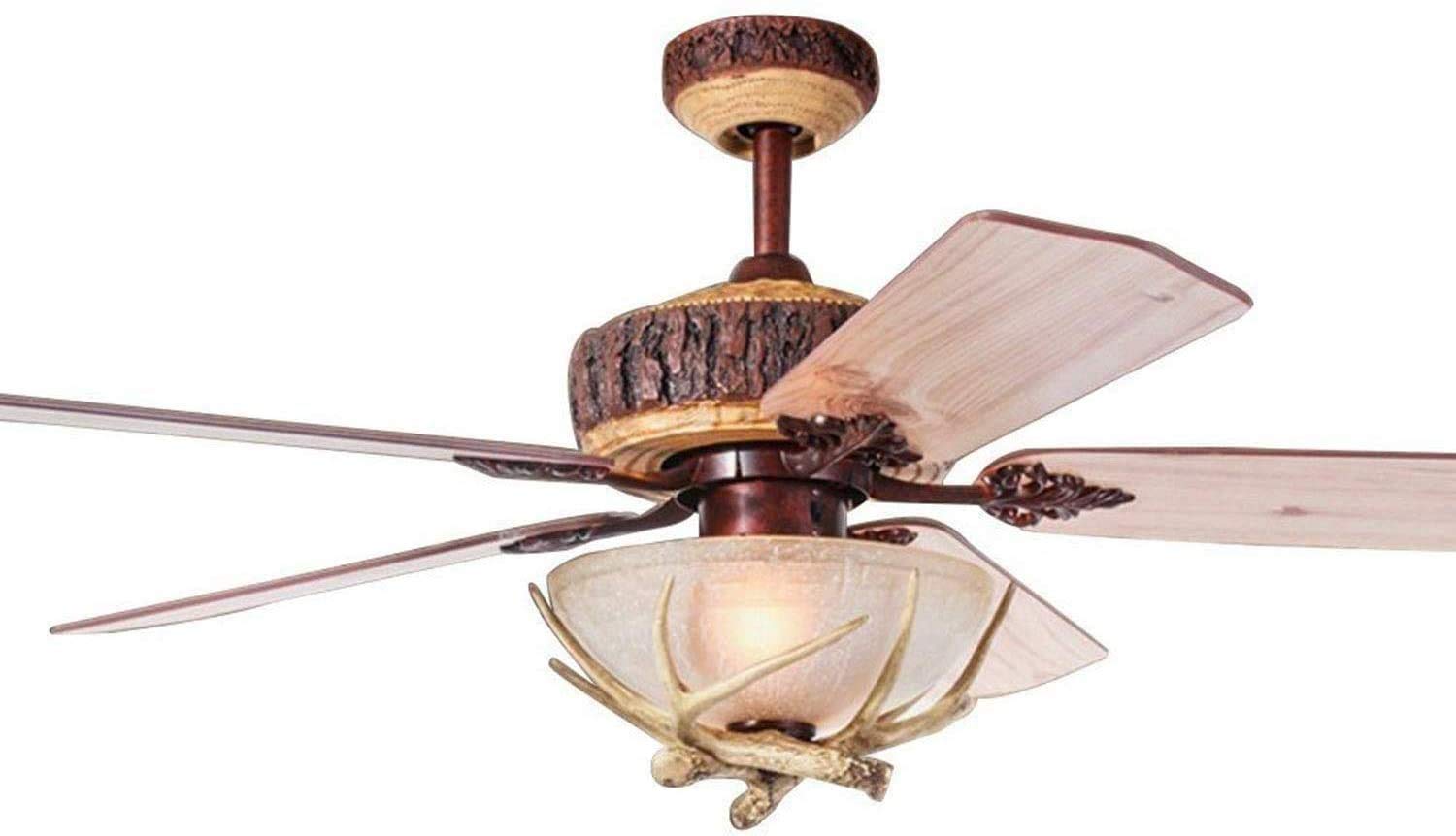 Tropwellhouse Indoor Rustic Ceiling Fan with Light and 5 Wood Blades, Modern Antler Ceiling Fan Homer Decoration for Bedroom Living Room Farmhouse Chandelider Fan with Remote of 52Inch (Bronze)