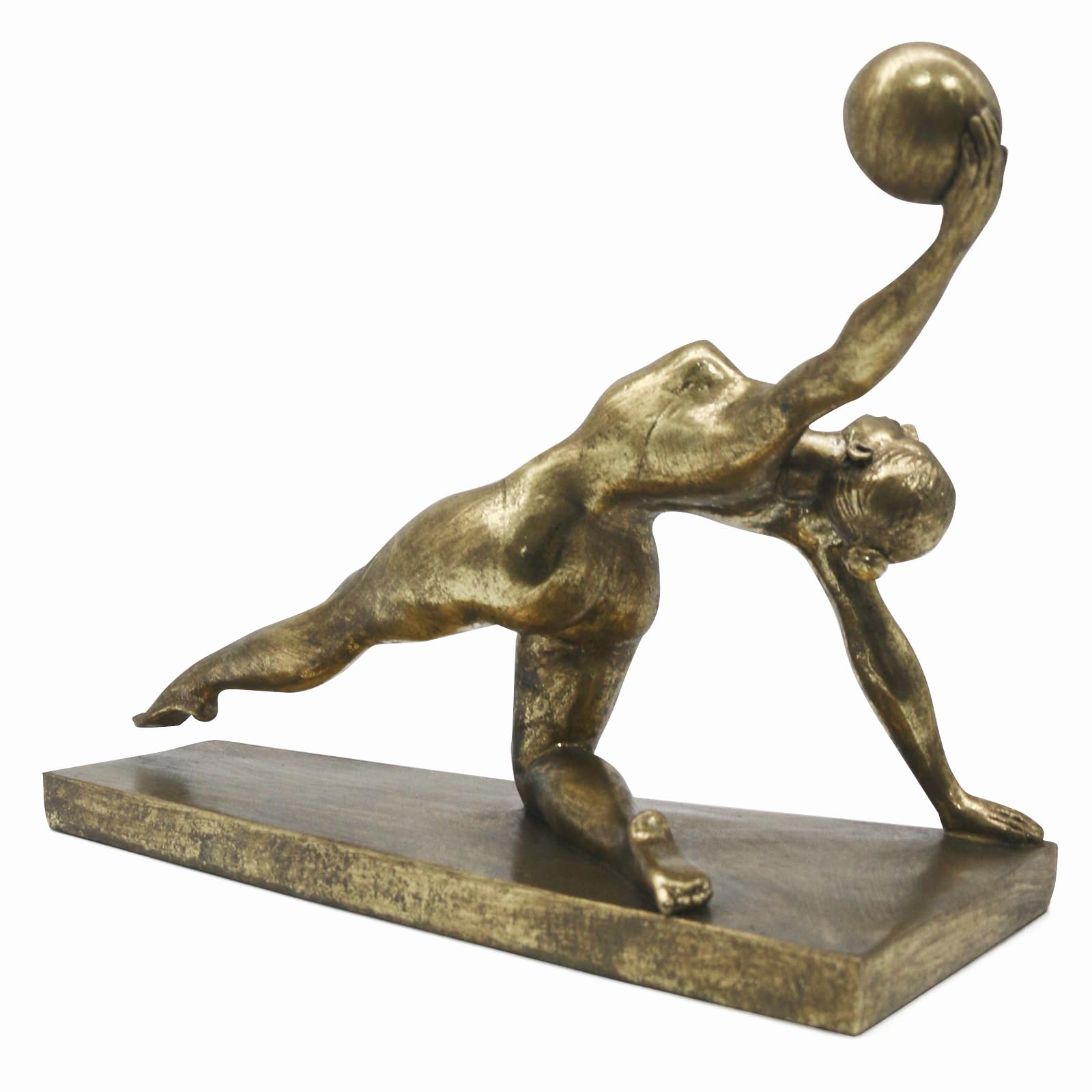 Lukitas Gymnast Statue and Sculpture Decor, Rhythmic Gymnastics Figurine, Modern Desktop Ornament for Home Office Living Room, Golden, Resin L14''