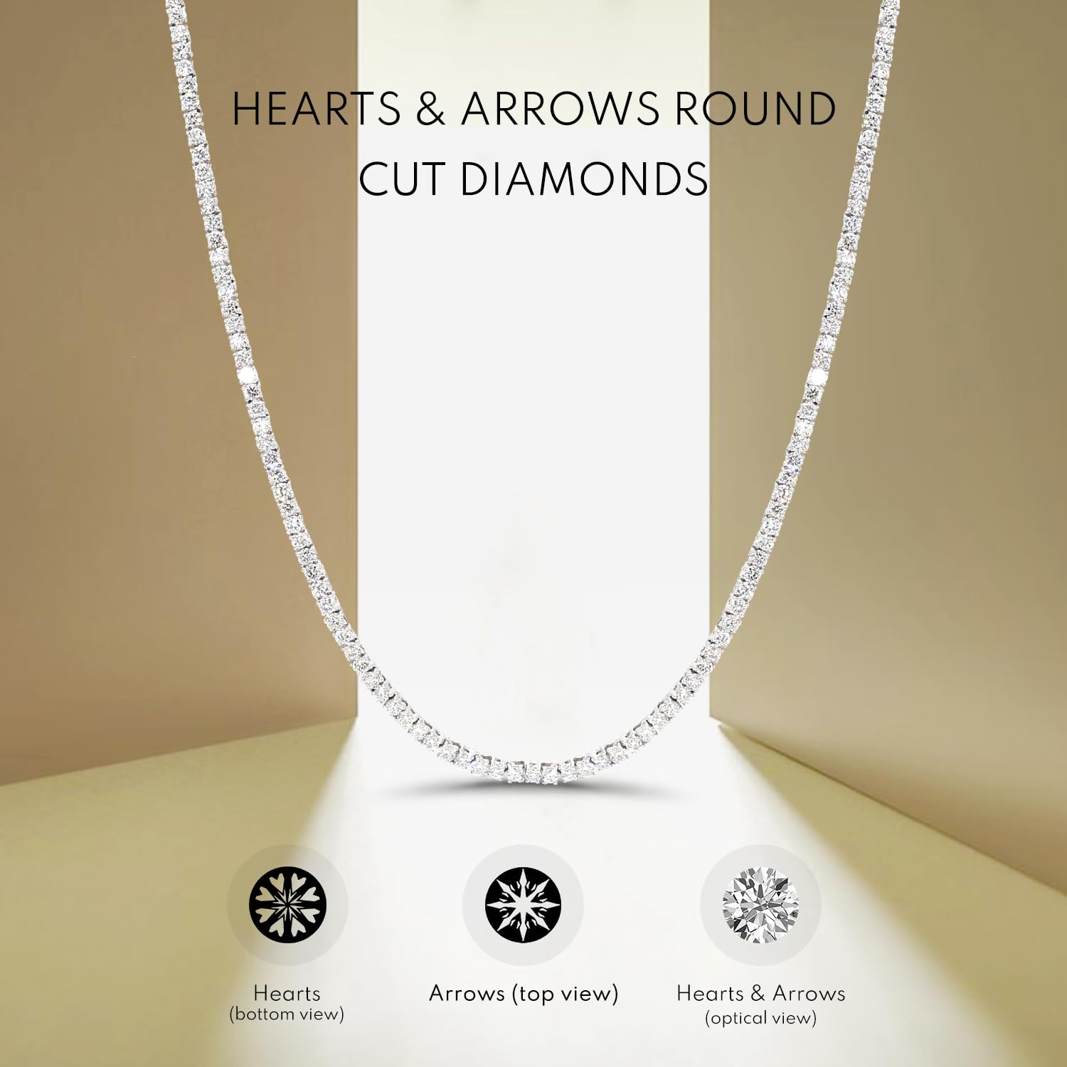 8 Carat Round Cut Lab Grown Diamond Tennis Necklace 18" 14K White Gold - Jewelry Gifts for Womens or Her