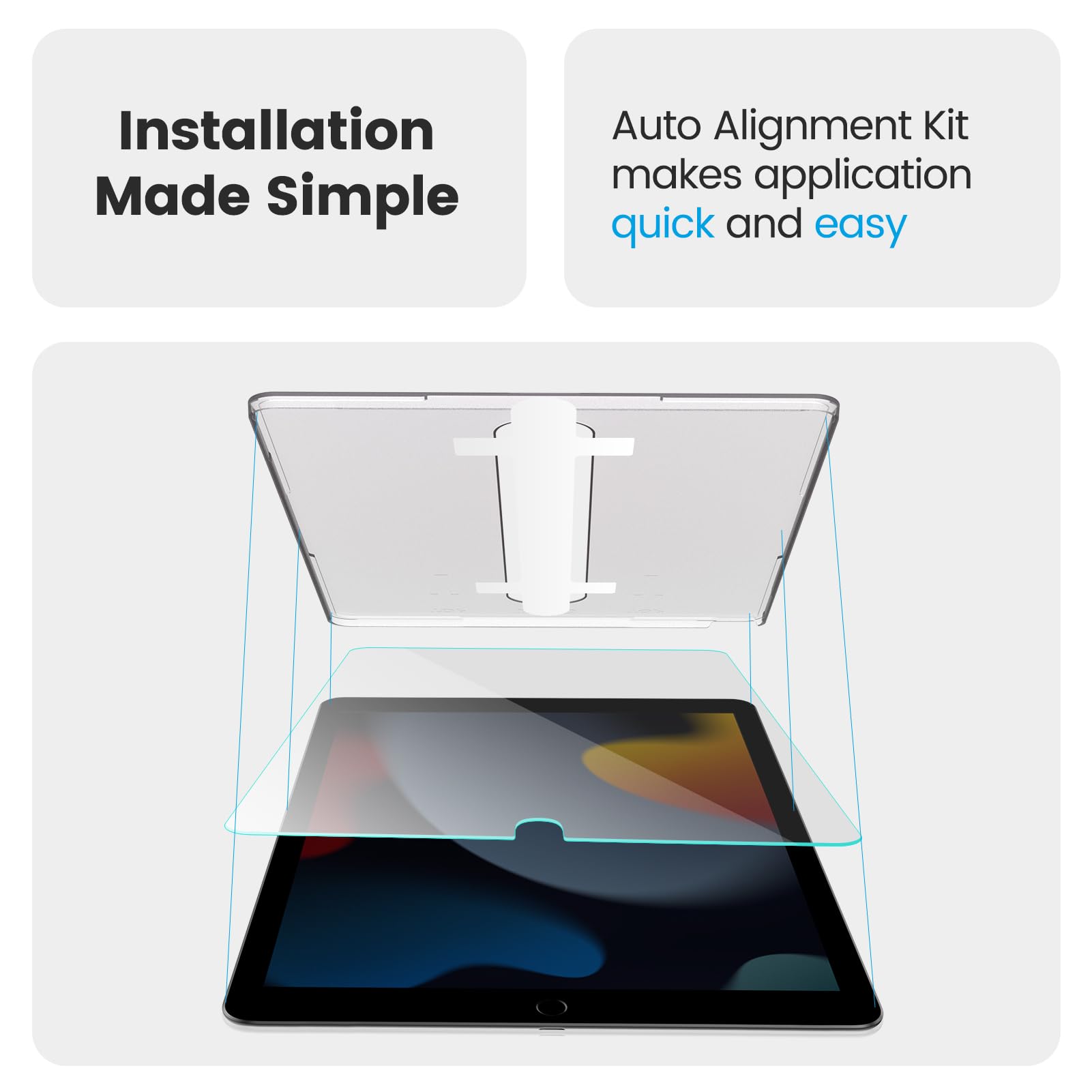 MOHAVE 2 Pack Screen Protector for iPad 10.2″ 9th/8th/7th Generation [Auto Alignment] Tempered Glass [Military Grade Protection] Supports Apple Pencil