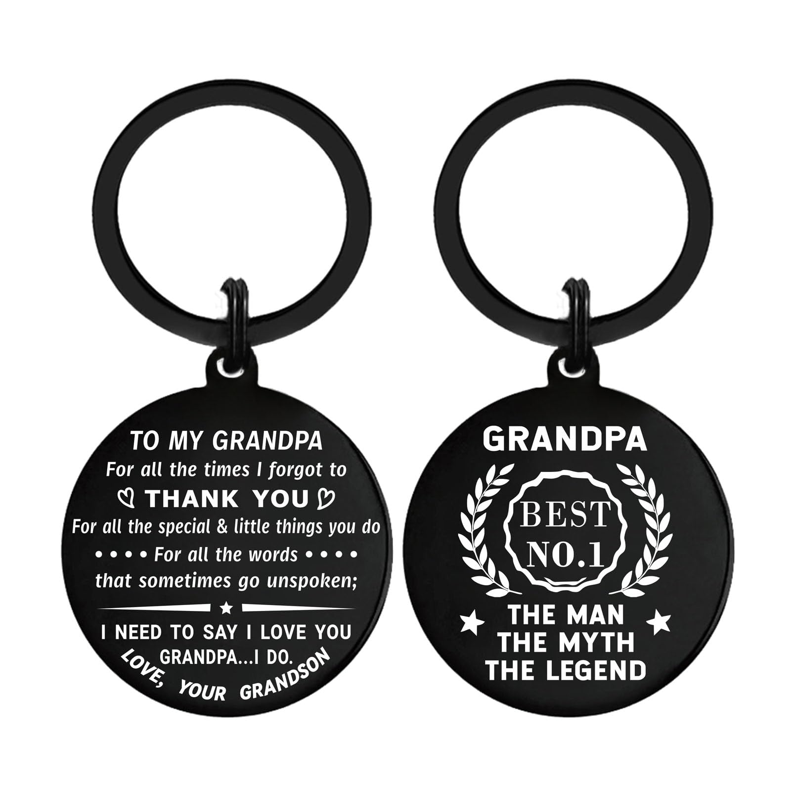 Gifts for Grandpa - Grandpa Birthday Keychain - Best Grandpa Gifts from Grandson - Thank You Grandpa - Fathers Day Christmas Keychain Gifts for Grandpa from Grandson