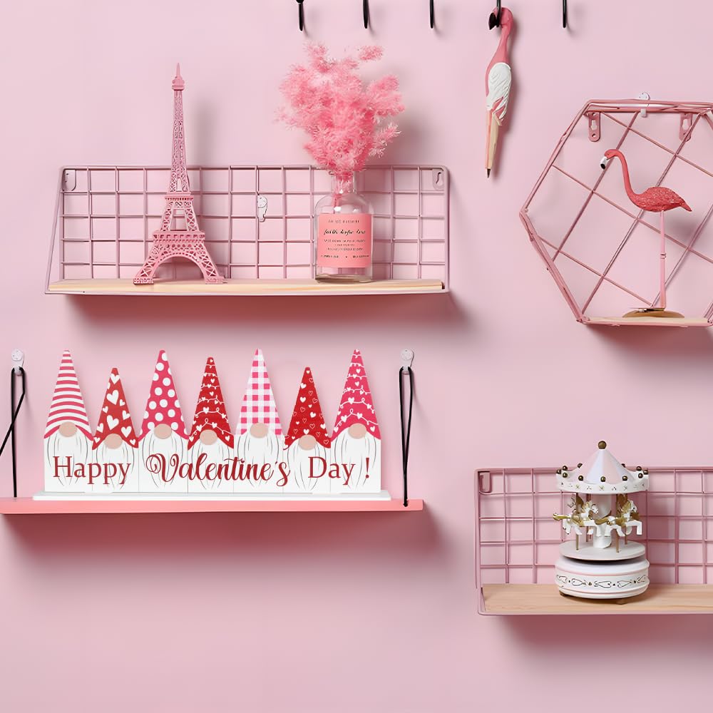 Valentines Day Decor & St Patricks Day Decorations, DECSPAS 1PC Double-sided Pink Green Gnome Valentines Decorations, Happy Valentine's Day Sign Valentine Decor Decorations for the Home, Table, Mantle