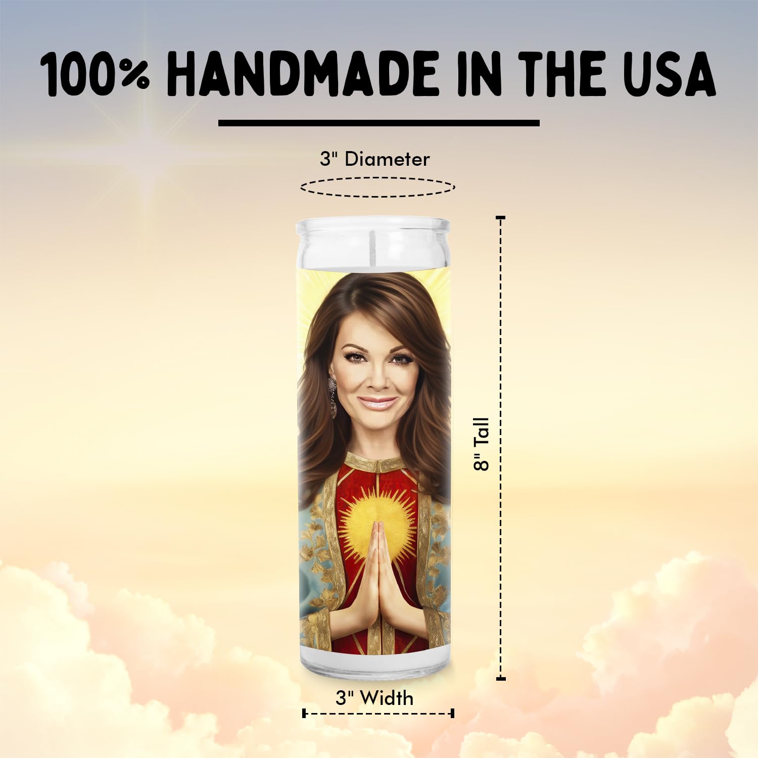 Lisa V Celebrity Candle - Saint Candle -Glass Votive Gift for Lisa Fans - Handmade in USA - Novelty Celebrity Gift