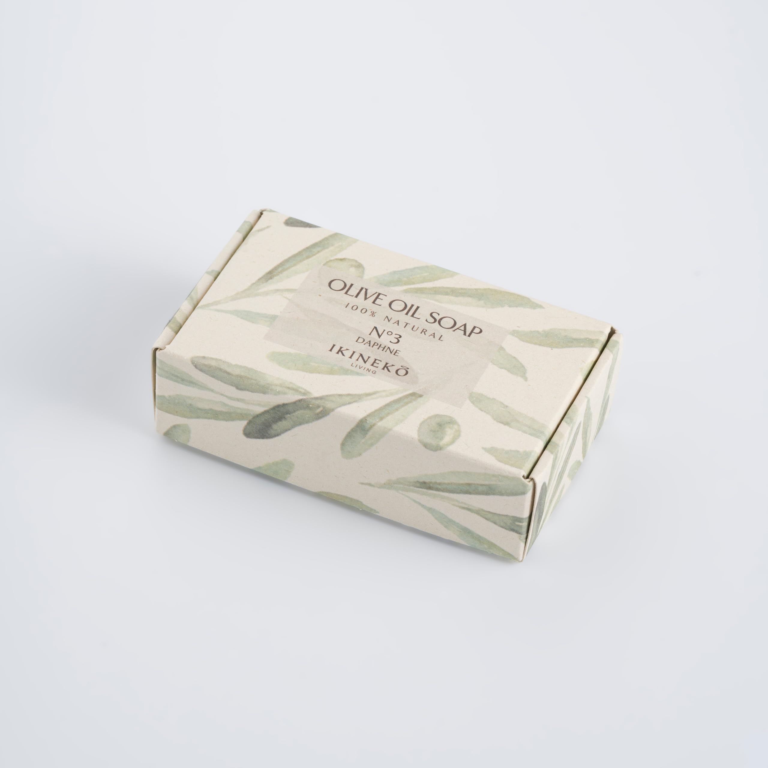 IKINEKO No3 Pure Olive Oil Soap Bar - Plant Based Natural Ingredients - For All Skin Types - Handmade - Daphne Scented - 125gr